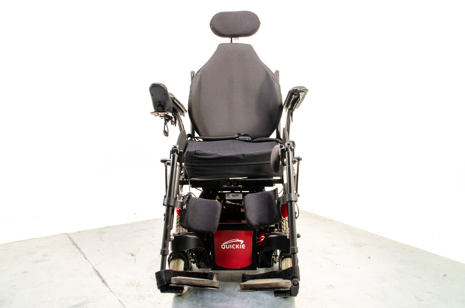 Quickie Salsa M2 Mini Used Electric Wheelchair Powerchair Recline Tilt Leg Raisers Powered Sunrise Medical Red