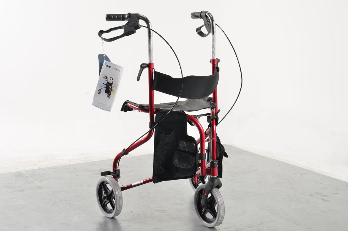 Lightweight Folding 3-Wheel Tri-Walker With Seat. Adjustable Handles. Brakes. Carry bag Main image
