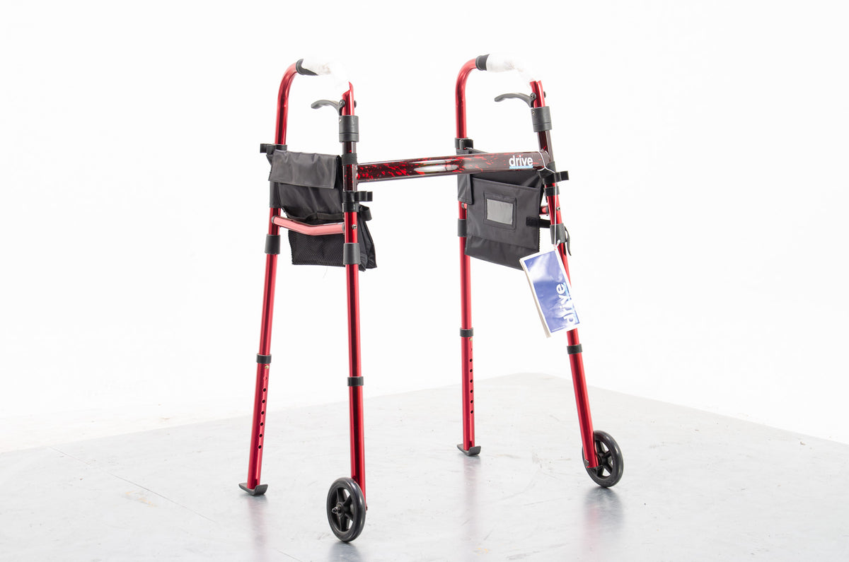 Ready Set Go Deluxe Folding Walker with Carry Bag Mobility Frame 2 Wheels