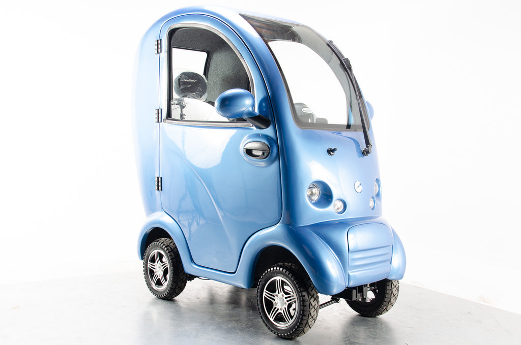 New Cabin Car Mk2 from Scooterpac Large 4 Wheel Covered Scooter Car 8mph Class 3 Road Legal in Blue